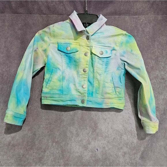 Kid's Girls Custom Tie Dye Jean Jacket Small (6/7) - Picture 1 of 4